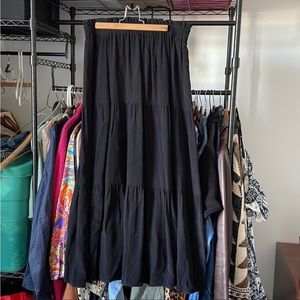 & Other Stories Black Maxi Tiered Skirt